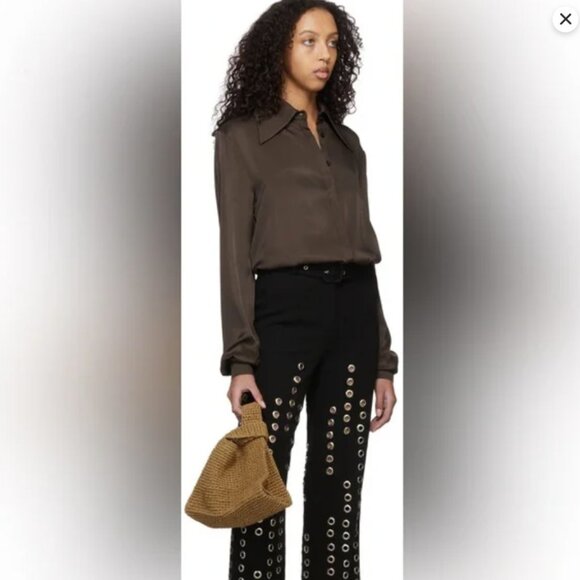 Lado Bokuchava Bowie Shirt Dark Brown Long Sleeve Blouse NWT XS - Picture 7 of 7